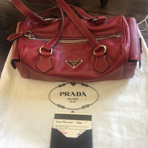 Prada lambskin bag (Vitello Heavy in Cerise) - Picture 6 of 8